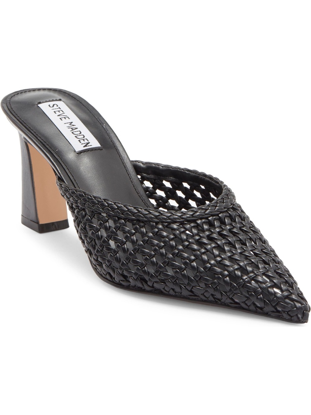 Steve Madden Black Woven Pointed Mule Heel